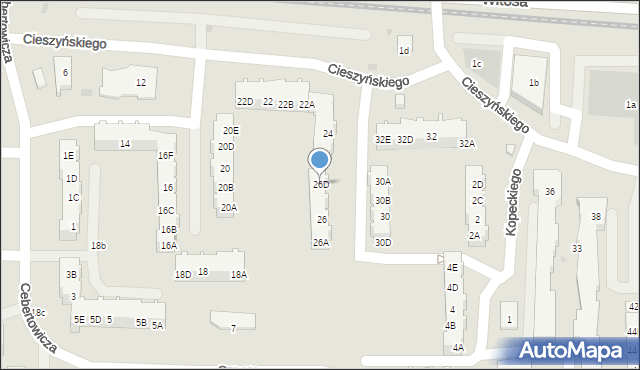 Gdańsk, Cieszyńskiego Władysława, 26D, mapa Gdańska