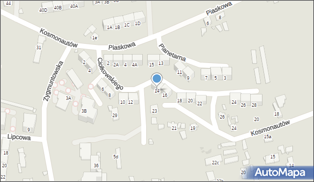 Gliwice, Ciołkowskiego Konstantego, 14, mapa Gliwic
