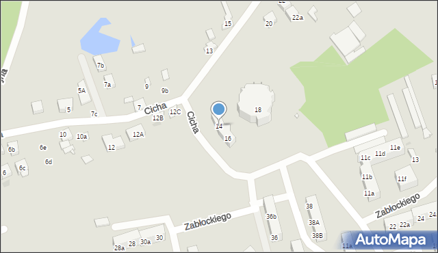 Gniezno, Cicha, 14, mapa Gniezna