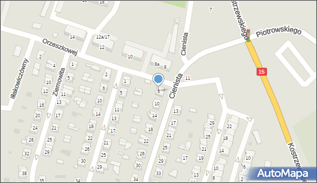 Gniezno, Cienista, 6, mapa Gniezna