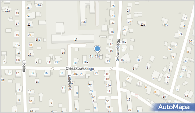 Gniezno, Cieszkowskiego Augusta, 21a, mapa Gniezna