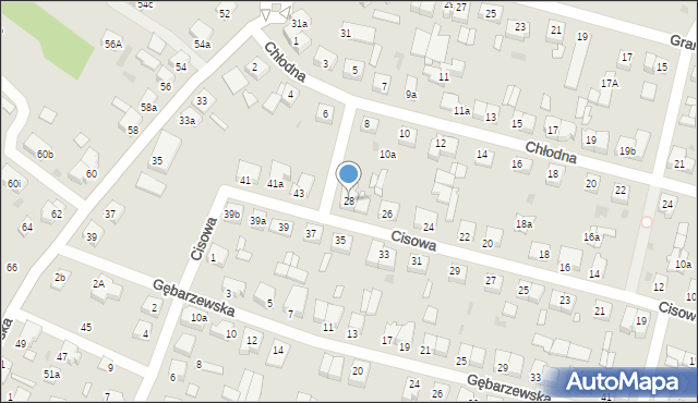 Gniezno, Cisowa, 28, mapa Gniezna