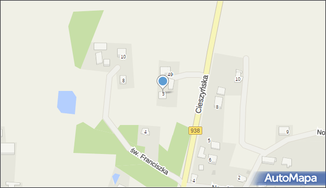 Golasowice, Cieszyńska, 3, mapa Golasowice