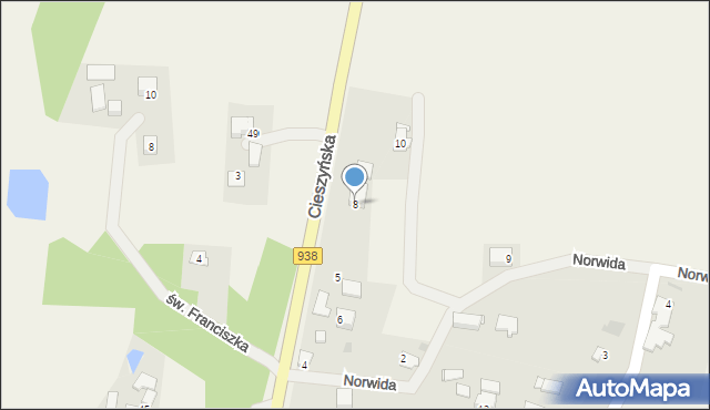 Golasowice, Cieszyńska, 8, mapa Golasowice