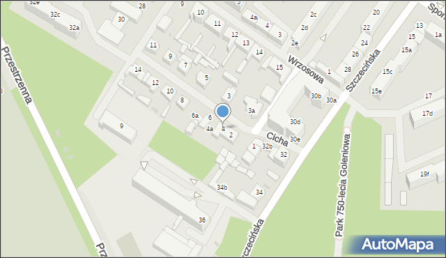 Goleniów, Cicha, 4, mapa Goleniów