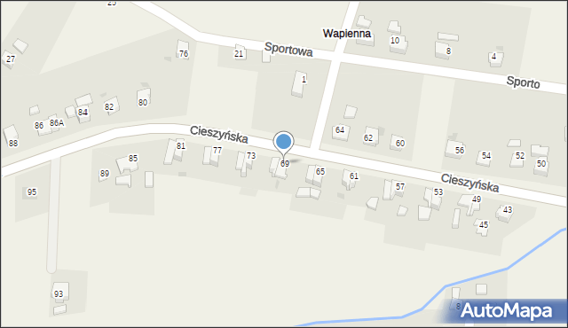 Goleszów, Cieszyńska, 69, mapa Goleszów