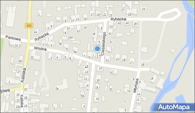 Grabów nad Prosną, Ciesielskiego, 1, mapa Grabów nad Prosną