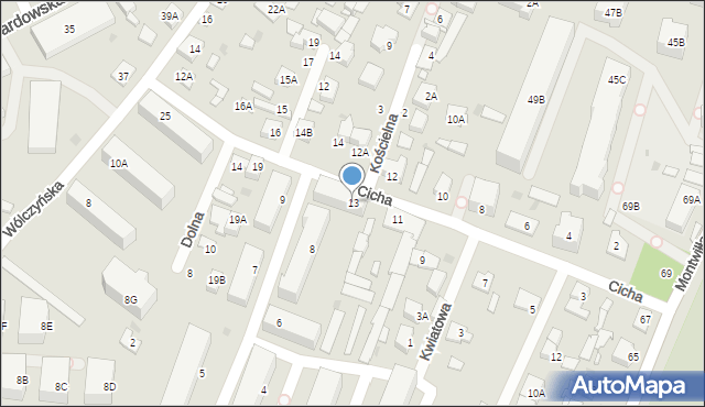 Grodzisk Mazowiecki, Cicha, 13, mapa Grodzisk Mazowiecki