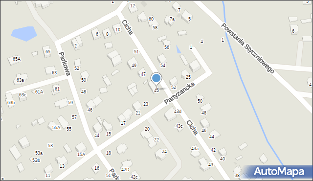 Halinów, Cicha, 45, mapa Halinów