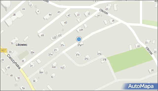 Jastrzębie-Zdrój, Cieszyńska, 37a, mapa Jastrzębie-Zdrój