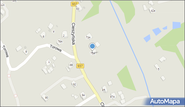 Jastrzębie-Zdrój, Cieszyńska, 75A, mapa Jastrzębie-Zdrój