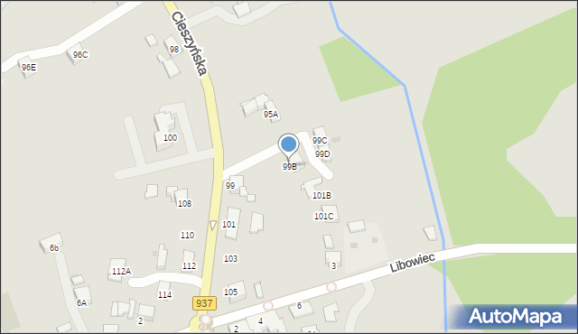 Jastrzębie-Zdrój, Cieszyńska, 99B, mapa Jastrzębie-Zdrój