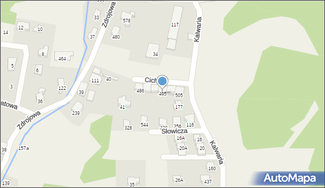 Jaworze, Cicha, 495, mapa Jaworze