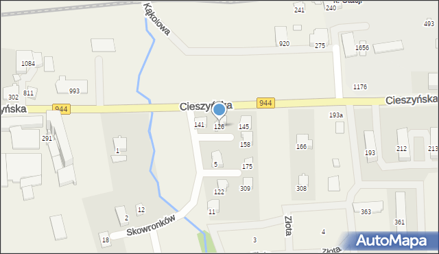 Jaworze, Cieszyńska, 126, mapa Jaworze