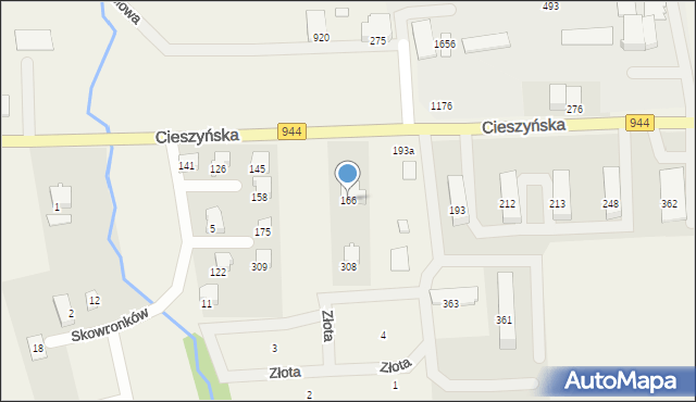 Jaworze, Cieszyńska, 166, mapa Jaworze