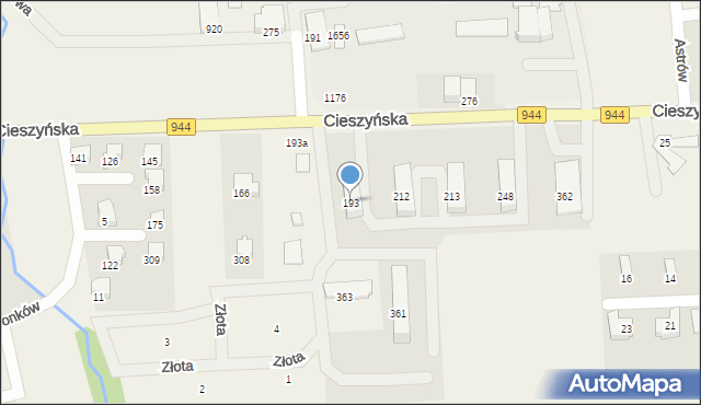 Jaworze, Cieszyńska, 193, mapa Jaworze