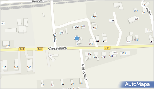 Jaworze, Cieszyńska, 8, mapa Jaworze