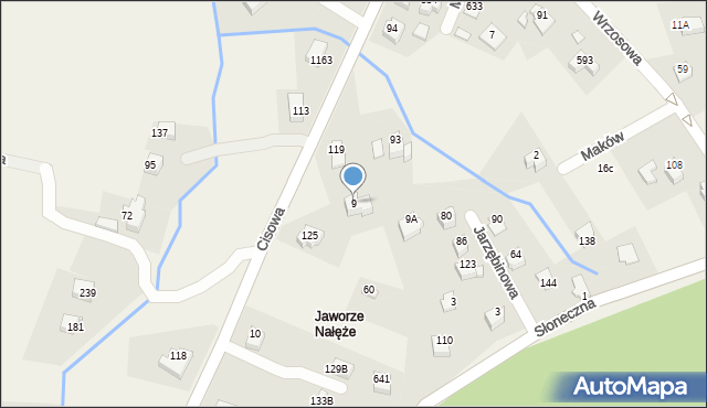 Jaworze, Cisowa, 9, mapa Jaworze