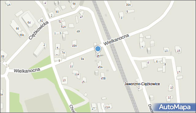 Jaworzno, Ciężkowicka, 45, mapa Jaworzno