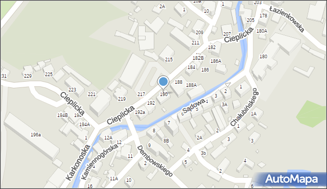 Jelenia Góra, Cieplicka, 190, mapa Jelenia Góra