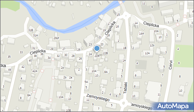 Jelenia Góra, Cieplicka, 22A, mapa Jelenia Góra