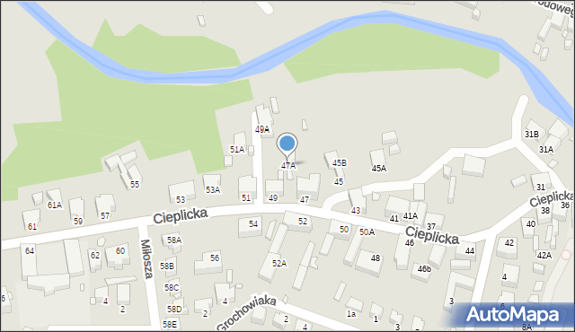 Jelenia Góra, Cieplicka, 47A, mapa Jelenia Góra