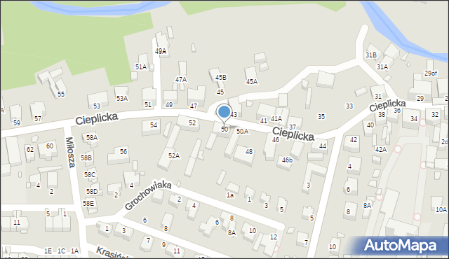 Jelenia Góra, Cieplicka, 50, mapa Jelenia Góra