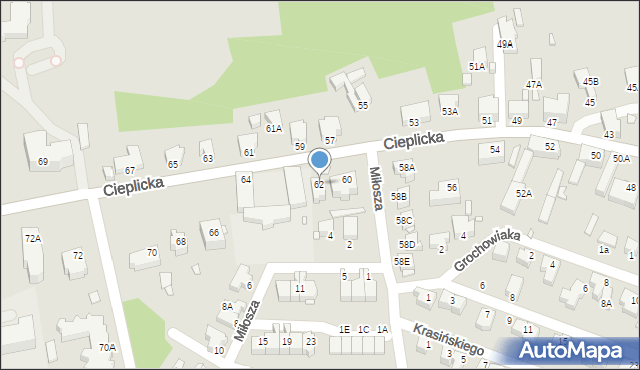 Jelenia Góra, Cieplicka, 62, mapa Jelenia Góra