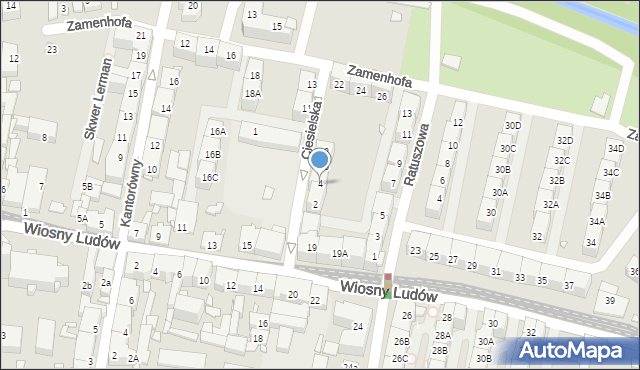 Katowice, Ciesielska, 4, mapa Katowic
