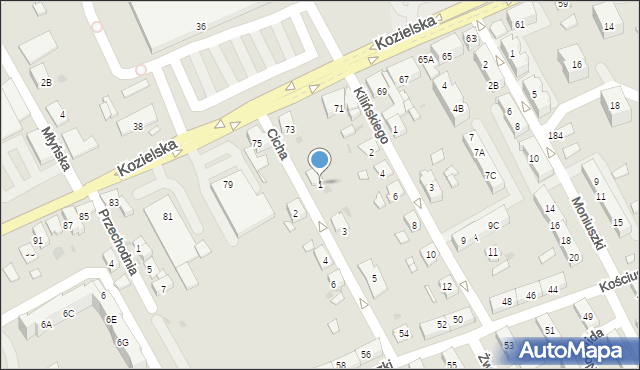 Kędzierzyn-Koźle, Cicha, 1, mapa Kędzierzyna-Koźle