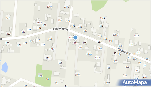 Klaudyn, Ciećwierza Józefa, plut., 111, mapa Klaudyn