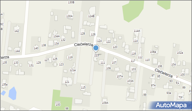 Klaudyn, Ciećwierza Józefa, plut., 113, mapa Klaudyn