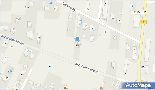 Klaudyn, Ciećwierza Józefa, plut., 17a, mapa Klaudyn