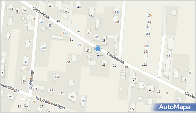 Klaudyn, Ciećwierza Józefa, plut., 25, mapa Klaudyn