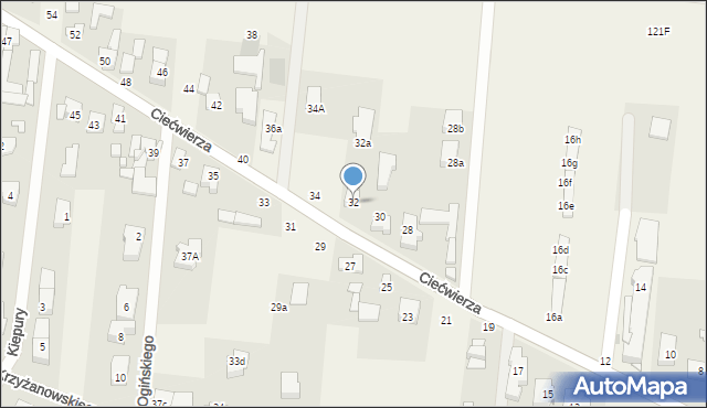 Klaudyn, Ciećwierza Józefa, plut., 32, mapa Klaudyn