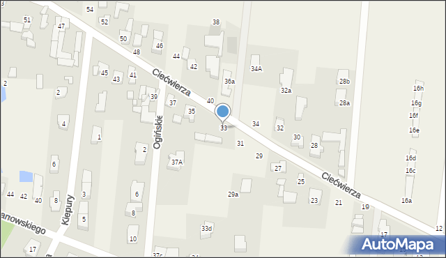 Klaudyn, Ciećwierza Józefa, plut., 33, mapa Klaudyn