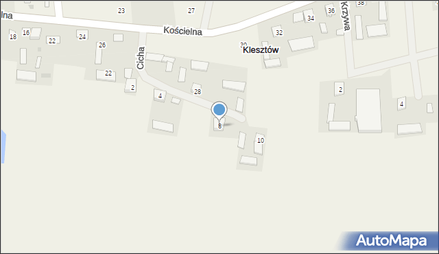 Klesztów, Cicha, 8, mapa Klesztów