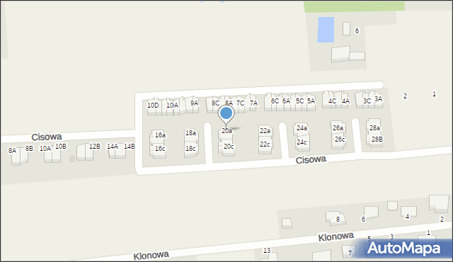 Kobylnica, Cisowa, 20a, mapa Kobylnica