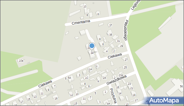 Kozienice, Ciekawa, 14, mapa Kozienice