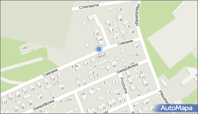 Kozienice, Ciekawa, 1A, mapa Kozienice