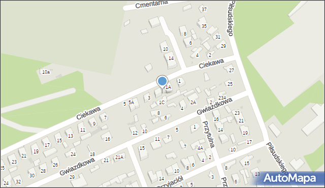 Kozienice, Ciekawa, 1B, mapa Kozienice