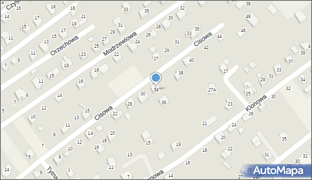 Kozy, Cisowa, 34, mapa Kozy