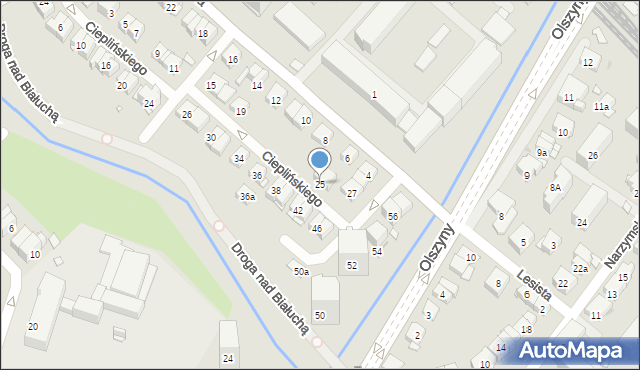 Kraków, Cieplińskiego Łukasza, 25, mapa Krakowa