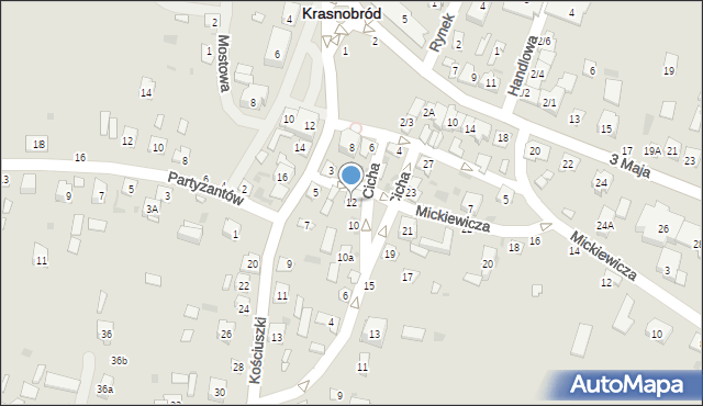 Krasnobród, Cicha, 12, mapa Krasnobród