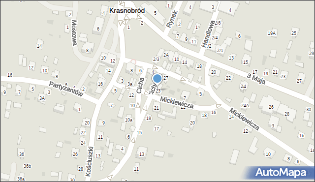 Krasnobród, Cicha, 23, mapa Krasnobród