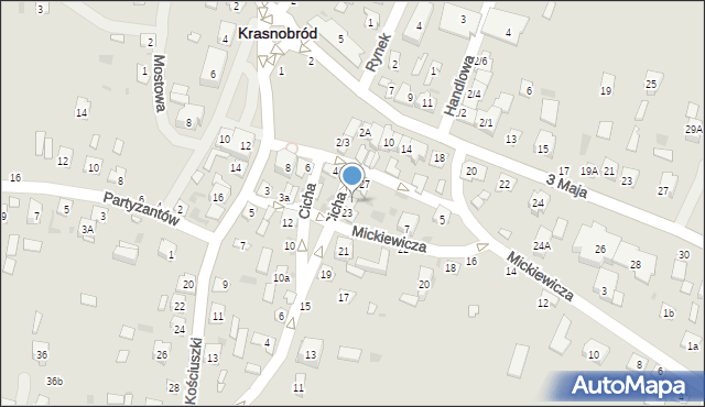 Krasnobród, Cicha, 25, mapa Krasnobród