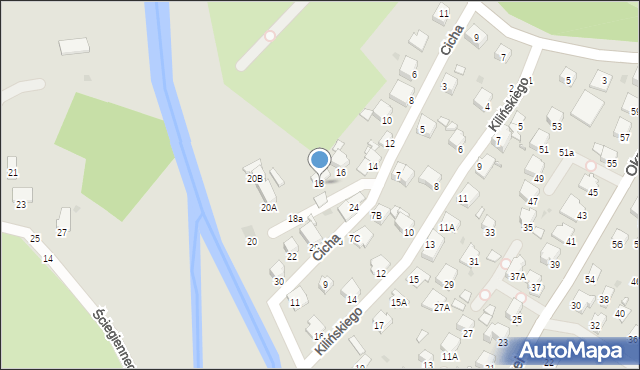 Krosno, Cicha, 18, mapa Krosna