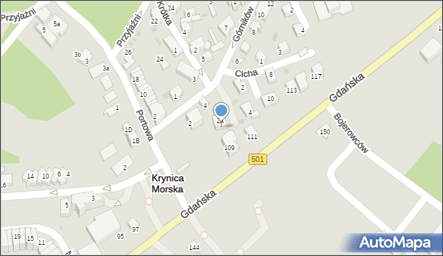 Krynica Morska, Cicha, 2b, mapa Krynica Morska