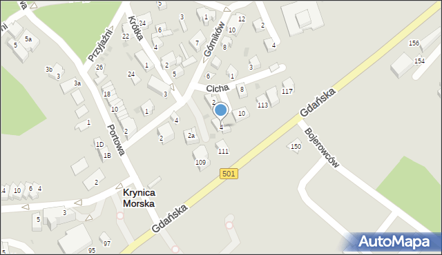 Krynica Morska, Cicha, 4, mapa Krynica Morska