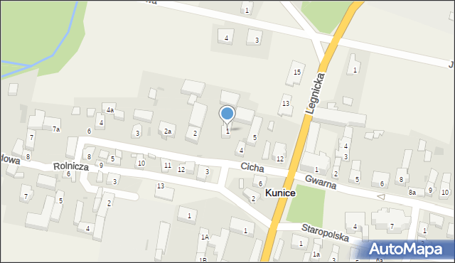 Kunice, Cicha, 1, mapa Kunice